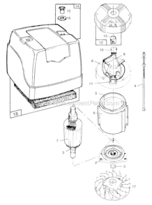 Electric Motor And Related Diagram and Parts List for 101120-0021-99  Briggs and Stratton Engine